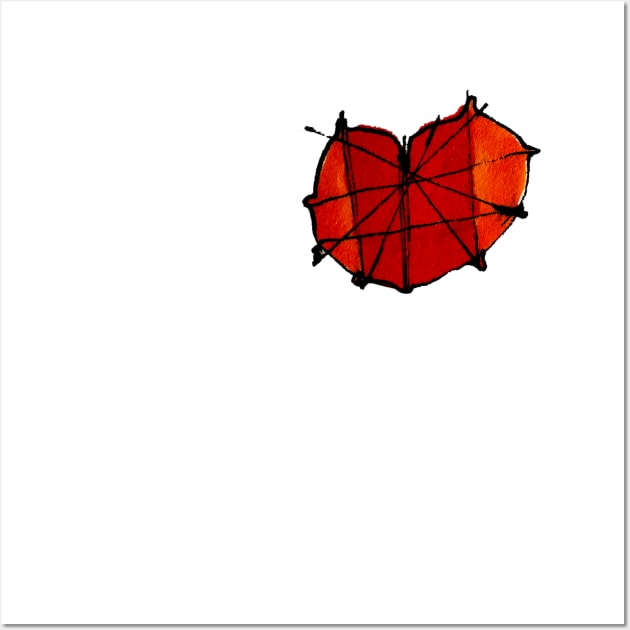 Red heart web Wall Art by Mzerart